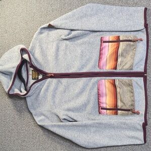 Burton Anouk Fleece Full-Zip Jacket Size XS in Gray with Sunset Pockets